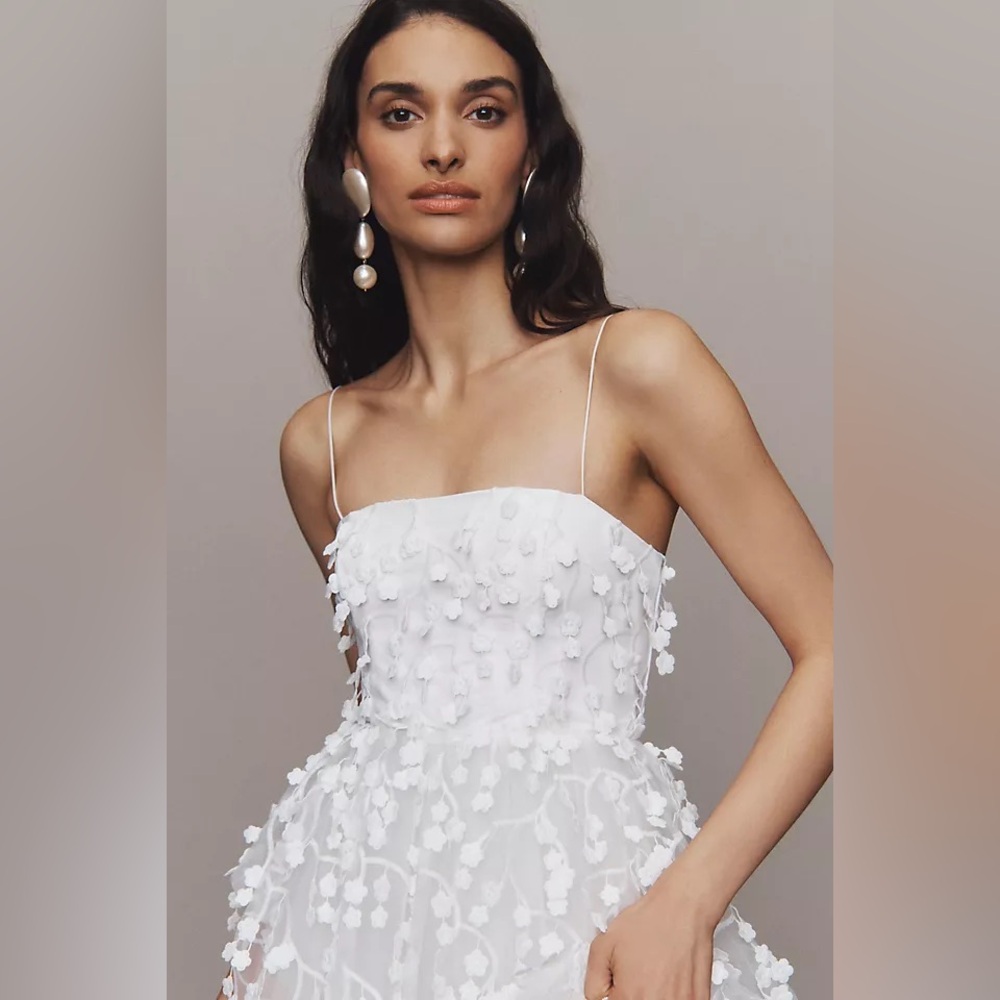 RARE ANTHRO BHLDN Strapless 3D Floral Vine Fit & Flare Midi Dress